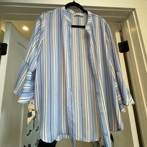 Lush blue and white striped button up